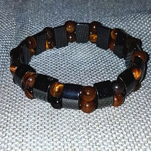 Natural Hematite double Tigers Eye bracelet